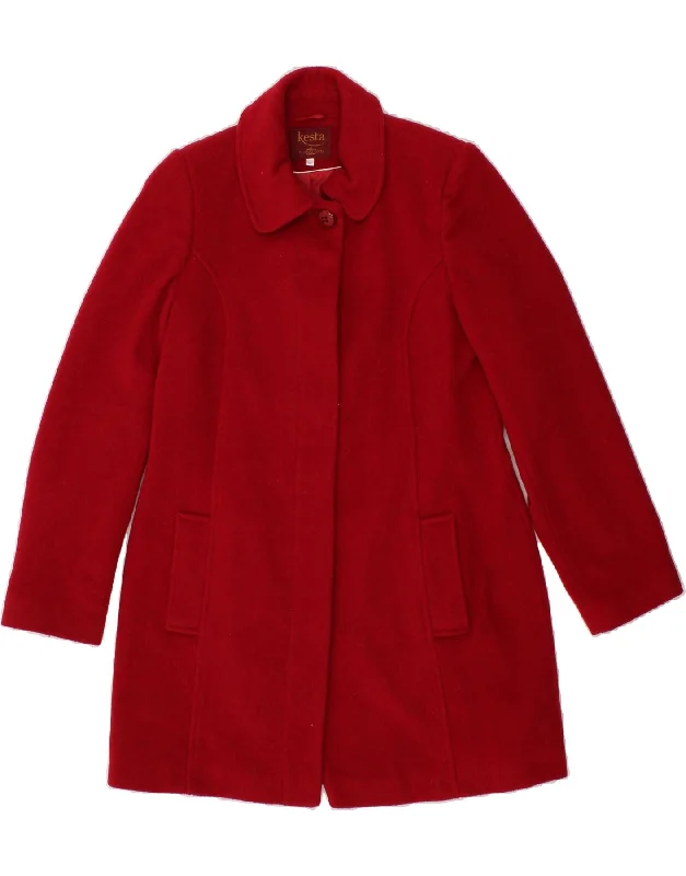 DAVID BARRY Womens Overcoat UK 12 Medium Red Wool Country