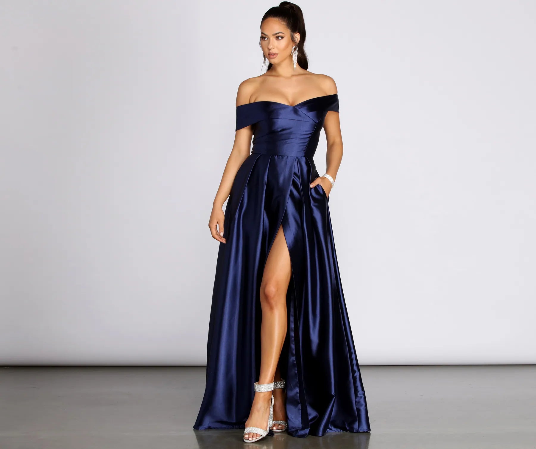 Palmer Formal Satin Wrap Dress