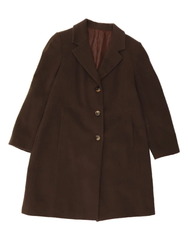 VINTAGE Womens Overcoat IT 50 XL Brown Virgin Wool Preppy Women's College