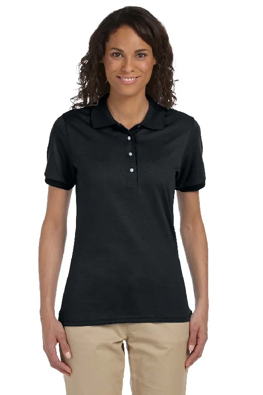 Jerzees Womens SpotShield Stain Resistant Short Sleeve Polo Shirt - Black