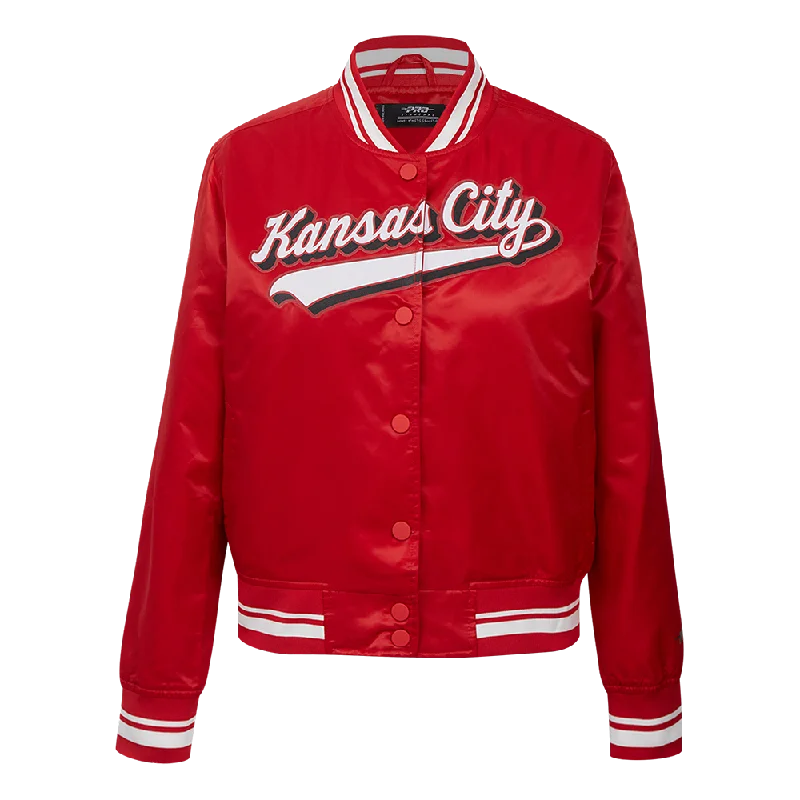 NFL KANSAS CITY CHIEFS SCRIPT TAIL WOMEN'S SATIN JACKET (RED)