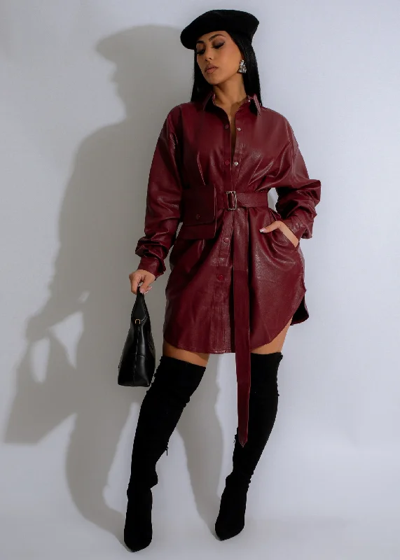 Urban Luxe Faux Leather Mini Dress Red Adventure