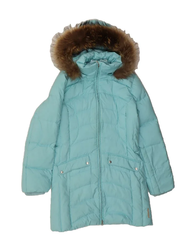 ESCADA Womens Hooded Padded Coat EU 36 Small Blue Polyester Winter Sleek Women's Metallic ESCADA Womens Hooded Padded Coat EU 36 Small Blue Polyester Winter Sleek Women's Metallic