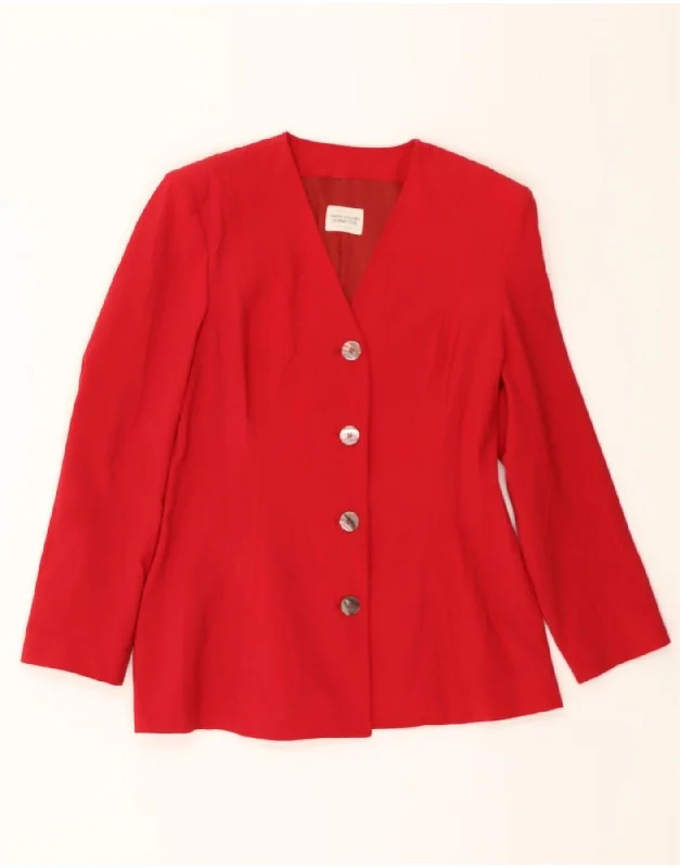 BENETTON Womens 4 Button Blazer Jacket IT 44 Medium Red Polyester performance