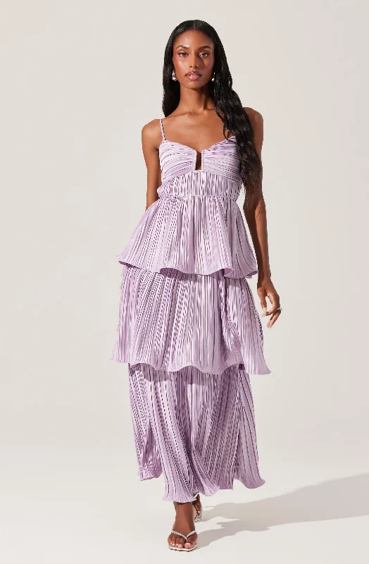 Lupin Pleated Tiered Maxi Dress Business