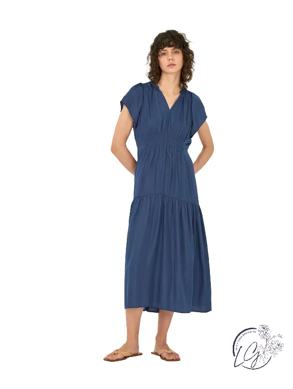 Grace In Simplicity Satin Midi Dress Sophisticated Women's Tailored