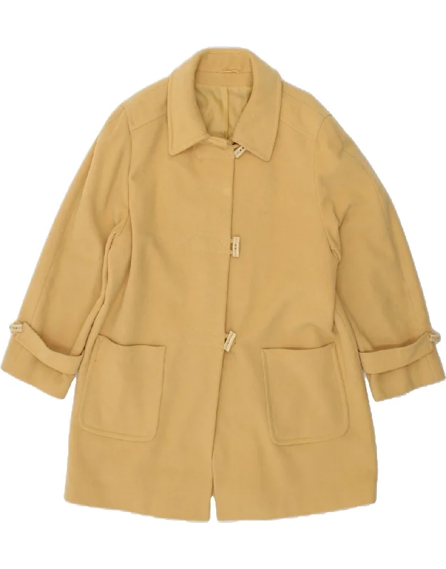 VINTAGE Womens Oversized Overcoat UK 18 XL Yellow Wool Dapper Women's Bow - adorned