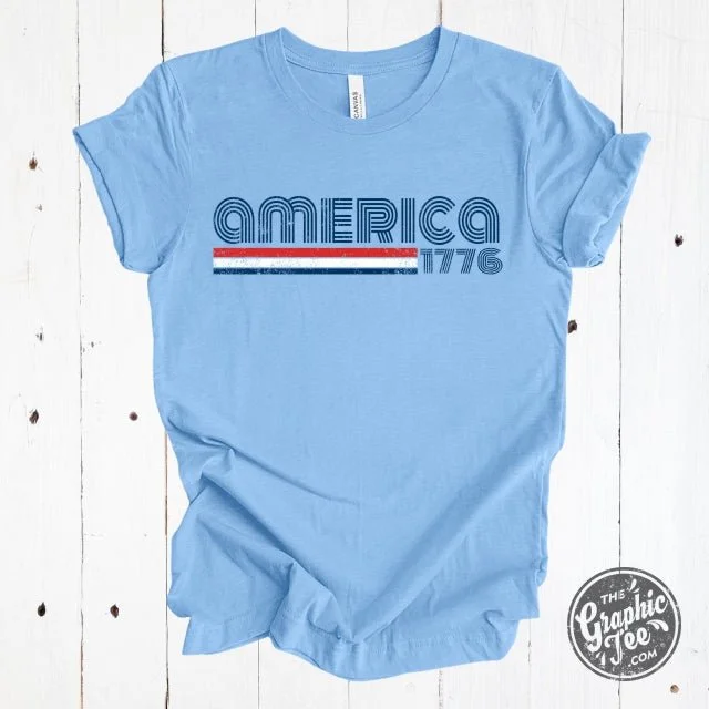 America 1776 Retro Inspired Short Sleeve Tee Sharp Women's Italian