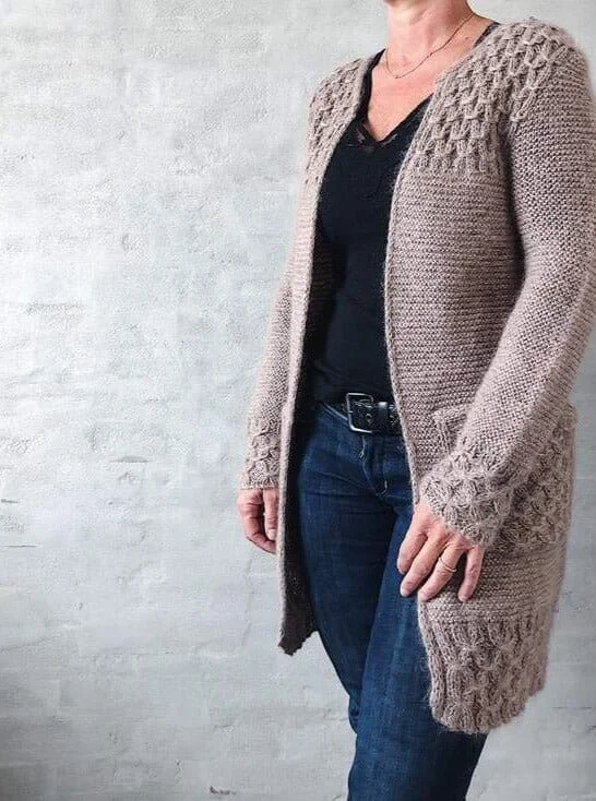 Beatrice cardigan by Önling, No 2 + silk mohair knitting kit Dynamic Women's Moto