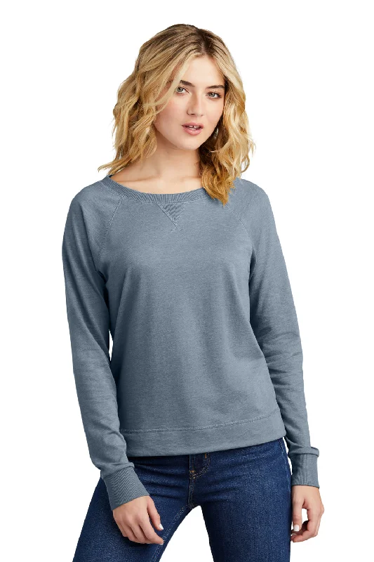 District Womens French Terry Crewneck Sweatshirt - Heather Flint Blue Feminine Women's Soft District Womens French Terry Crewneck Sweatshirt - Heather Flint Blue Feminine Women's Soft