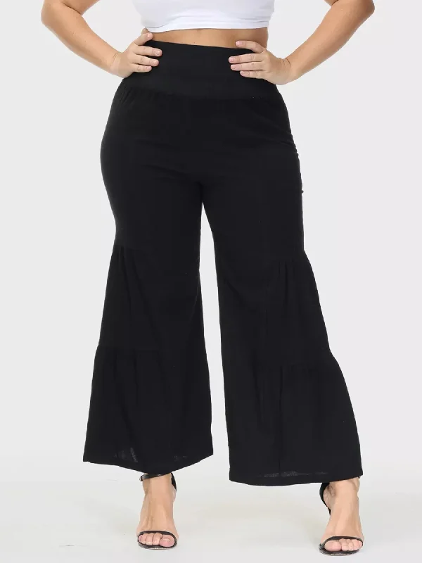 Casual Loose High Waist Wide Leg Linen Pants Cozy Women's Sherpa - lined