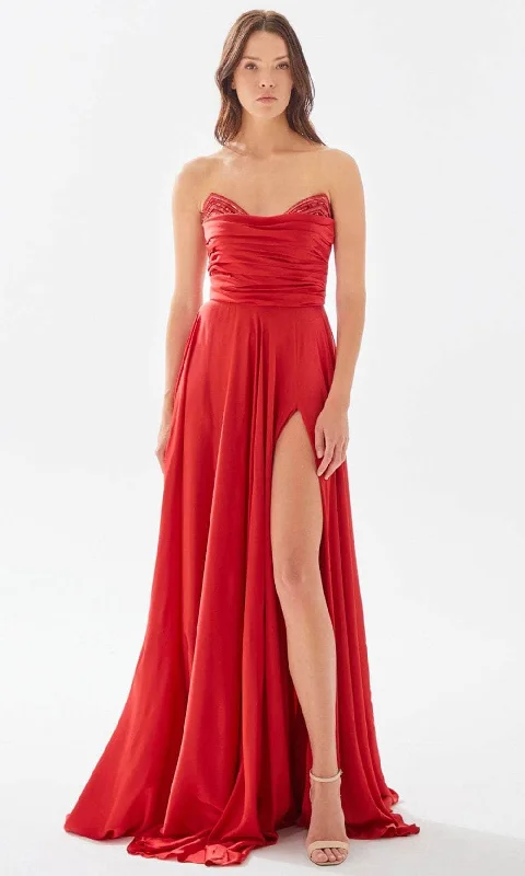 Tarik Ediz 52006 - Pleated A-line Evening Dress Youthful Women's Anime - inspired