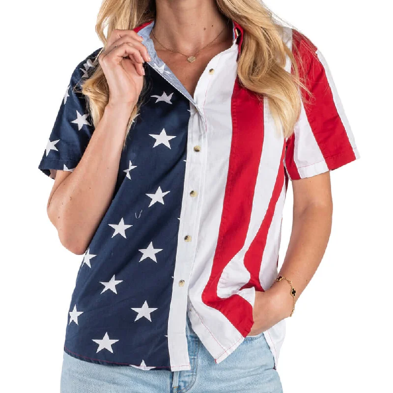 Women's Stars and Stripes 100% Cotton Short Sleeve Top Confident Women's Power