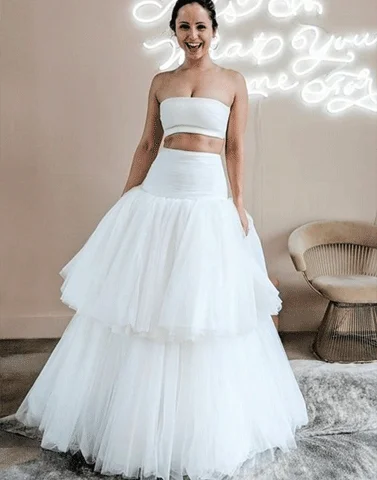 Two Piece Strapless Floor-Length White Tiered Wedding Dress,BH91031 Australian Beach Two Piece Strapless Floor-Length White Tiered Wedding Dress,BH91031 Australian Beach