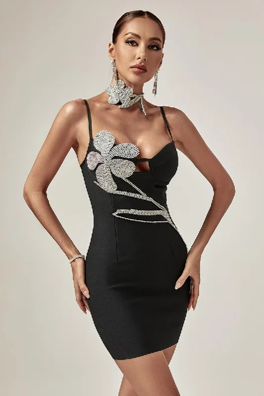 Veronica Rhinestone Embellished Mini Dress Refined Women's Velvet