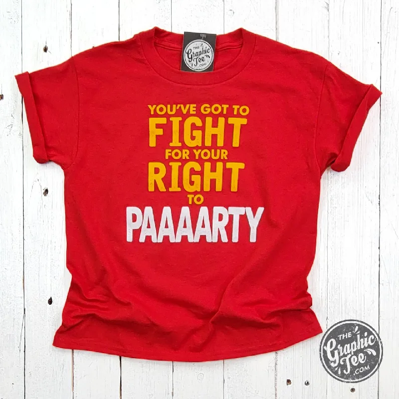 YOUTH You've Got to Fight For Your Right To PAAARTY Red Short Sleeve Tee Contemporary 