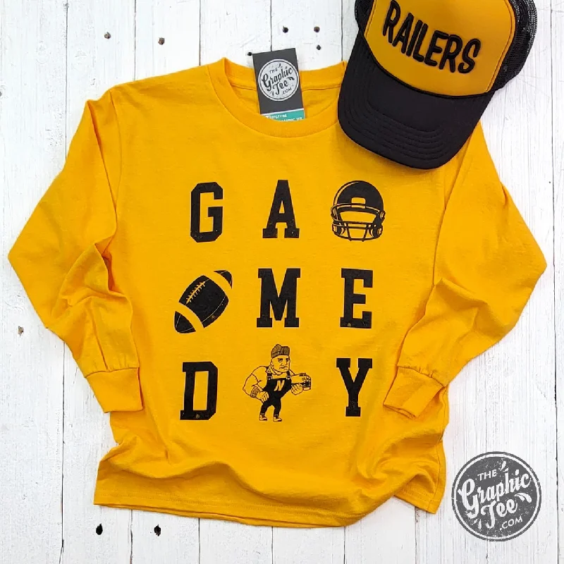 GAME DAY YOUTH Long Sleeve Gold Tee Unique Women's Upcycled