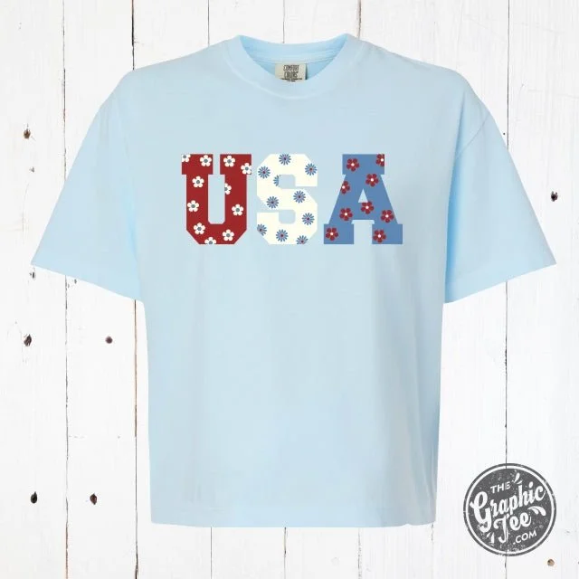 USA 90's Inspired Floral Mid-Length Pigment Dyed Tee Cool Women's Skate