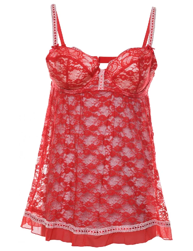 Classic Red Floral Lace Slip Dress - M purpose