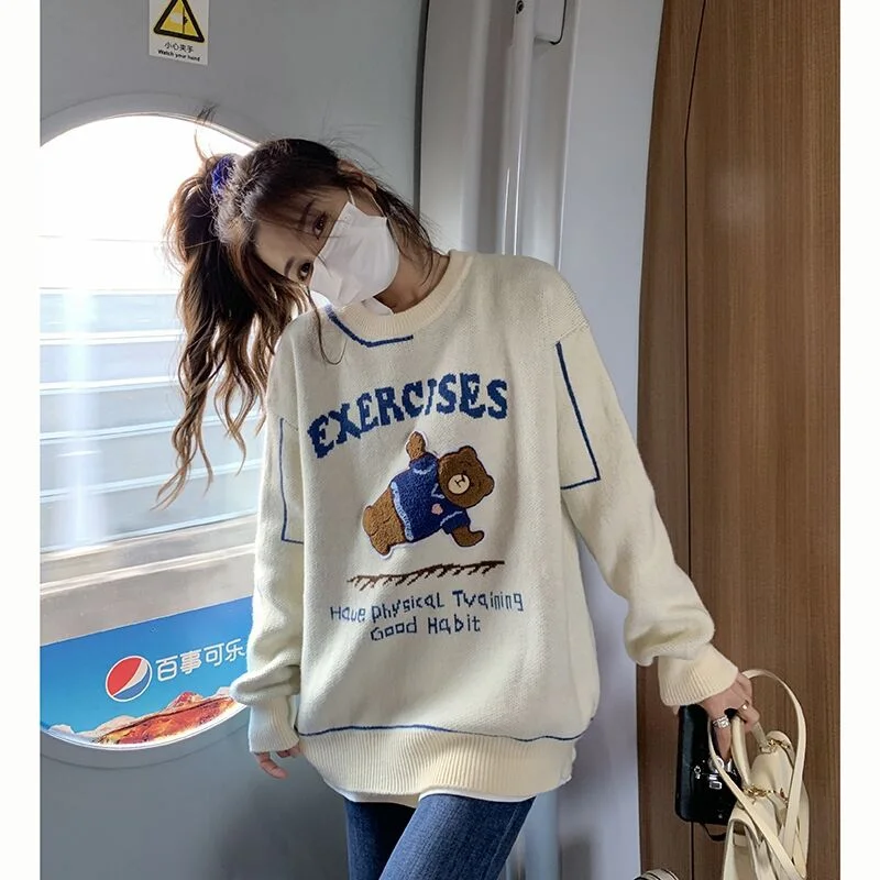 Bear Loose Knit Women Sweater Wholesale Clothing Suppliers Gym