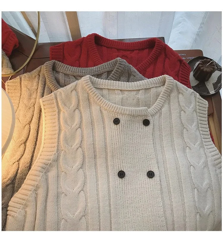 knitted vest for women new sweater cardigan jacket      S5013 Monochromatic Office Style