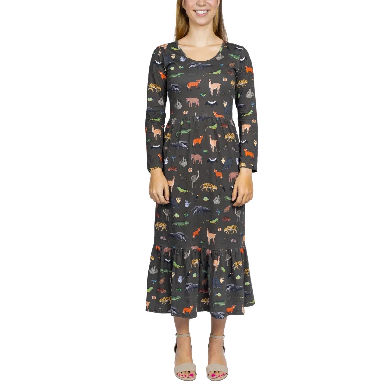 Safari Long Sleeves Midi Dress (With Waist Seam) Sustainable Organic