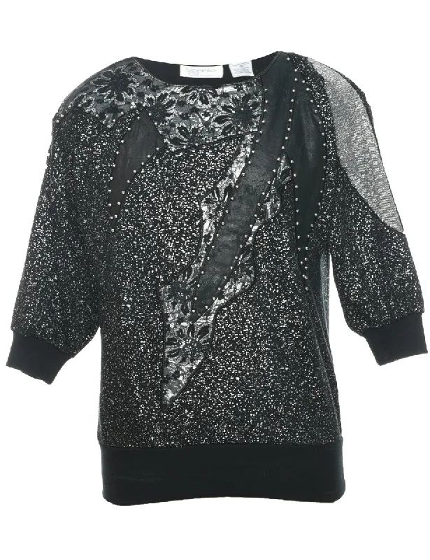 Studded Printed Sweatshirt - S Sophisticated Women's 