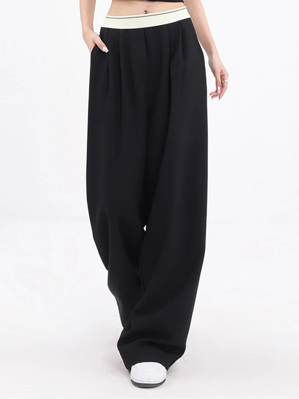 BerryBetty - Elastic Waistband Wide Leg Pants