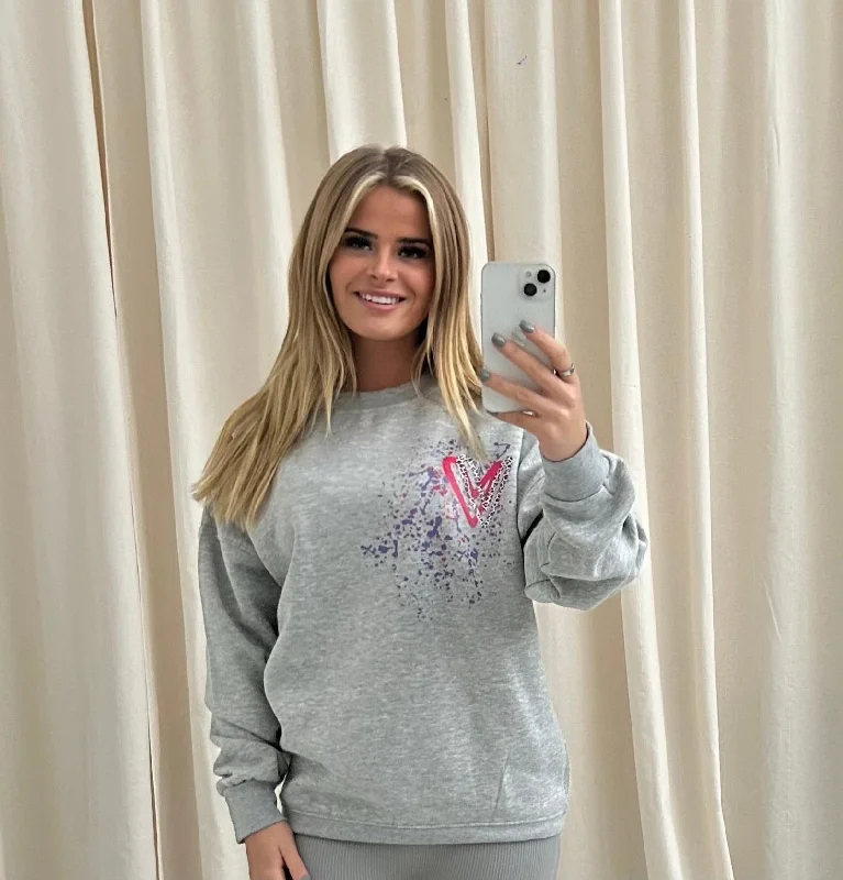 Multicoloured Leopard Print Sweatshirt Grey Modern Women's 