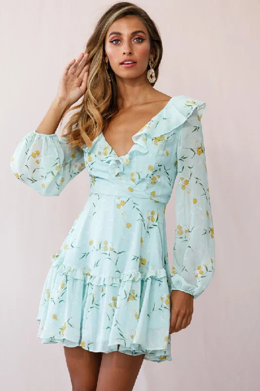 Brentwood Lace Up Babydoll Dress Green Modern Women's Tech