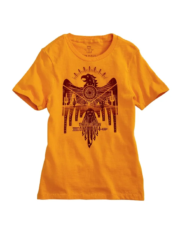 Tin Haul Womens Gold 100% Cotton Bold Eagle S/S T-Shirt performance