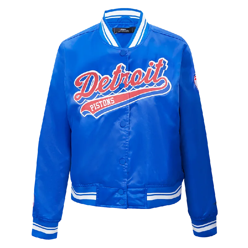 NBA DETROIT PISTONS SCRIPT TAIL WOMEN'S SATIN JACKET (ROYAL BLUE) Sporty Women's Tennis NBA DETROIT PISTONS SCRIPT TAIL WOMEN'S SATIN JACKET (ROYAL BLUE) Sporty Women's Tennis