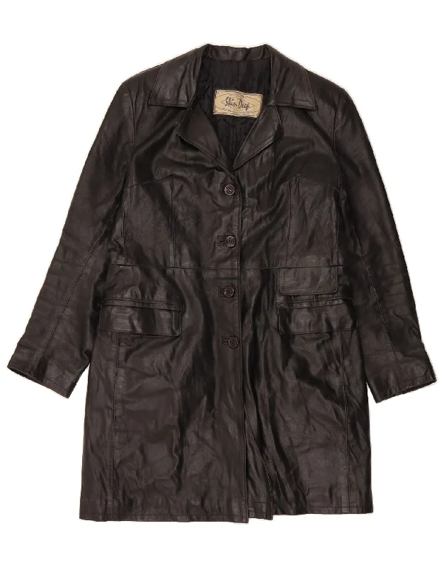 SKIN DEEP Womens Leather Coat UK 16 Large Black Adventure
