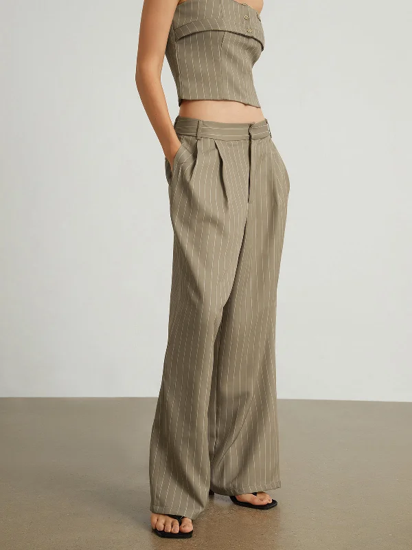BerryBetty - Carpe Diem Pleat Pinstripe Wide Leg Pants Edgy Women's Punk