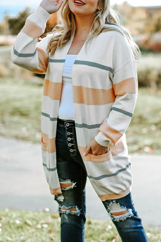 Elisa Plus Size Striped Cardigan