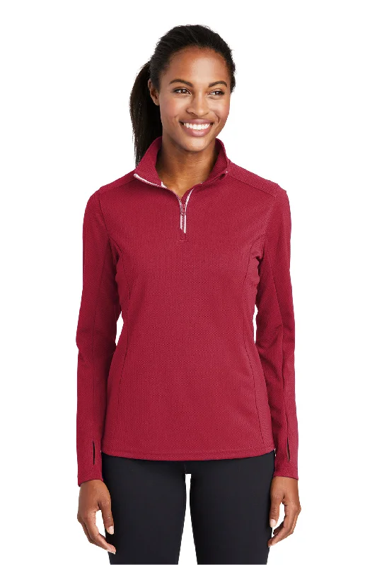 Sport-Tek Womens Sport-Wick Moisture Wicking 1/4 Zip Sweatshirt - Deep Red Dapper Women's 1920S Sport-Tek Womens Sport-Wick Moisture Wicking 1/4 Zip Sweatshirt - Deep Red Dapper Women's 1920S