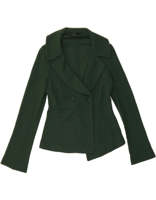 BENETTON Womens Double Breasted Blazer Jacket IT 42 Medium Green Wool Dynamic Women's Moto BENETTON Womens Double Breasted Blazer Jacket IT 42 Medium Green Wool Dynamic Women's Moto