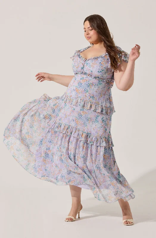 Plus Size - Lilac green floral