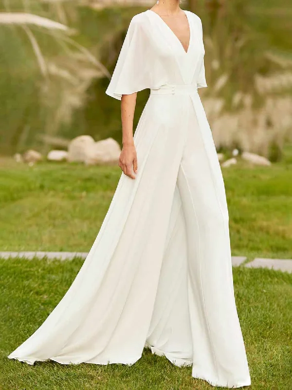 A Line Flutter Sleeve Wedding Dress Country V Neck 2024 Cozy Women's Sherpa - lined A Line Flutter Sleeve Wedding Dress Country V Neck 2024 Cozy Women's Sherpa - lined