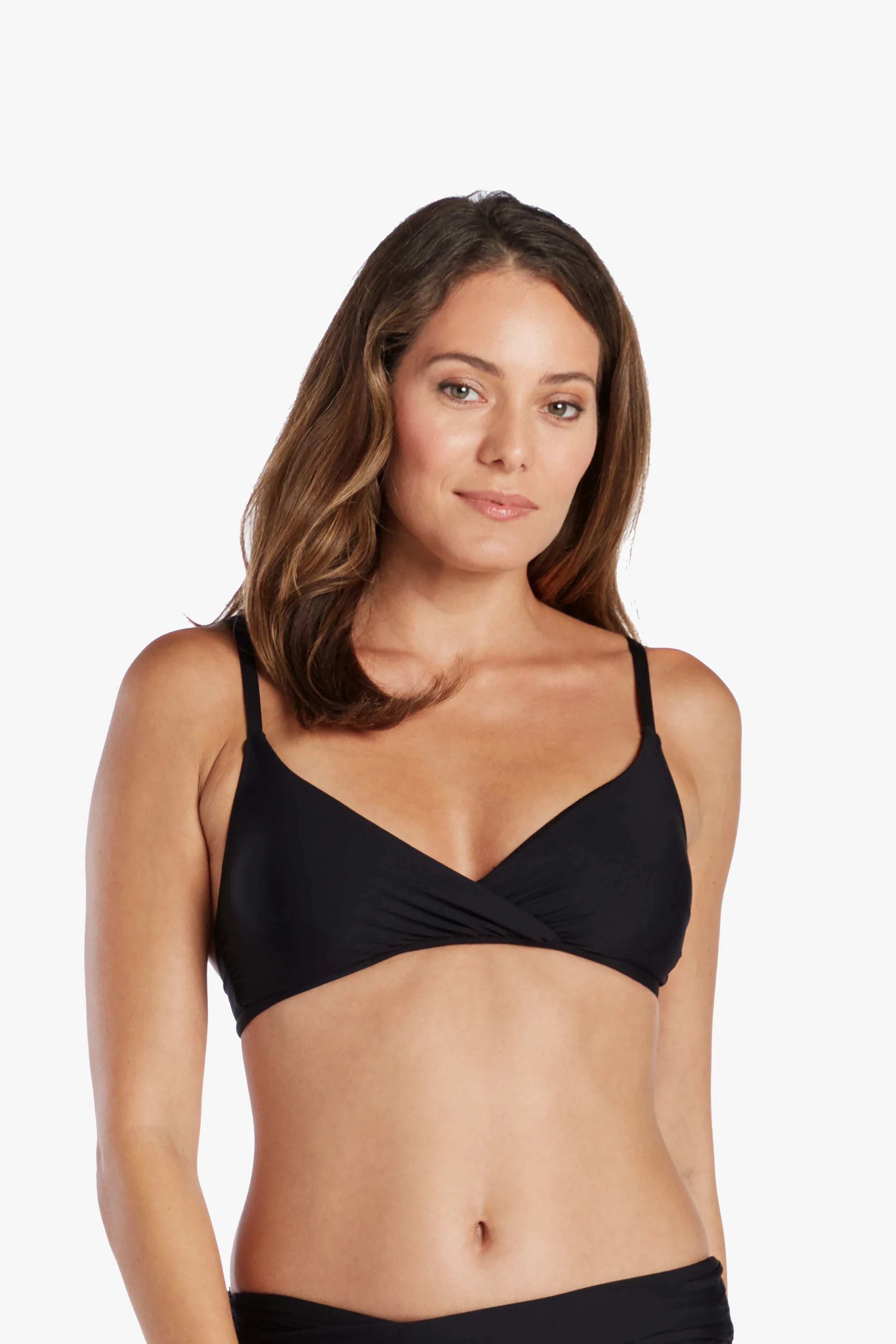 Shirred Crossover Bra  |  Black