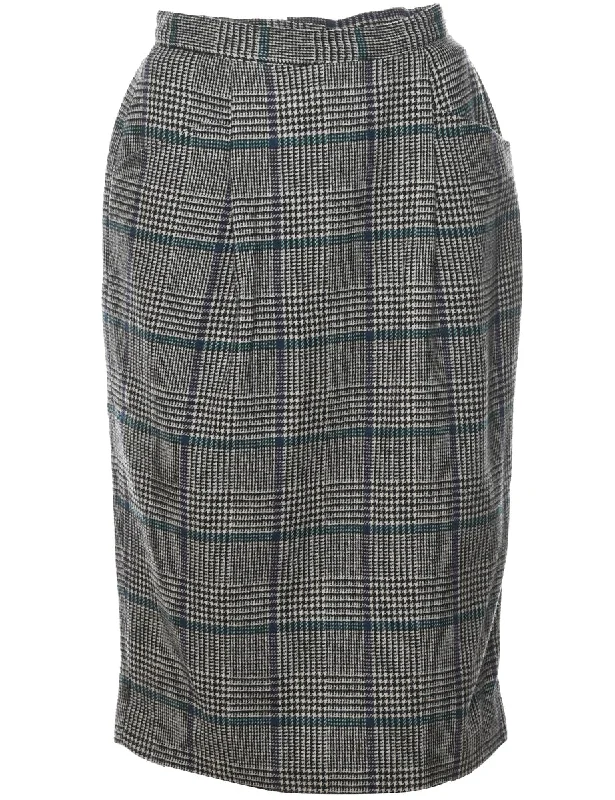 Checked Pencil Skirt - S