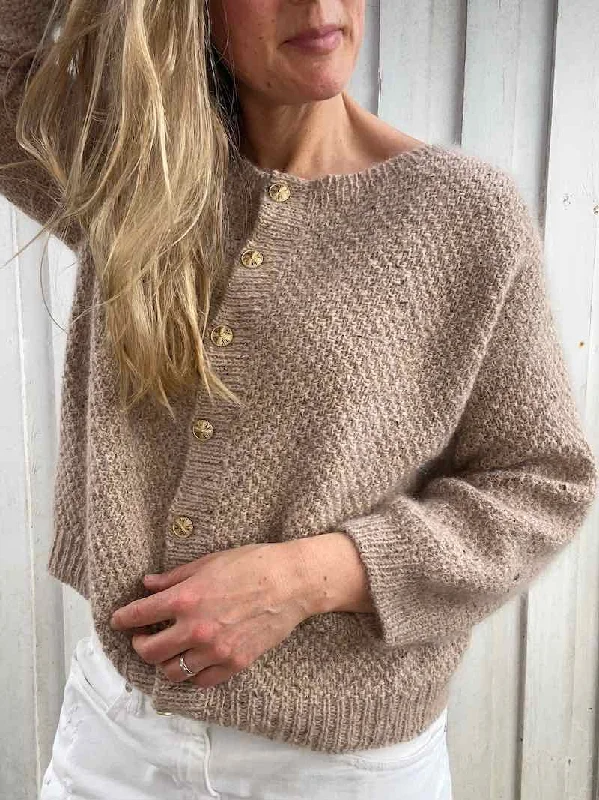 Fungus Cardigan O-Neck by Refined Knitwear, No 16 + Silk mohair yarn kit (ex pattern) Stylish Women's Neon