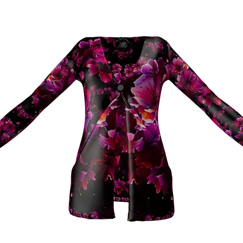 TRP Floral Print 02 Ladies Designer Drop Pocket Cardigan Australian Beach