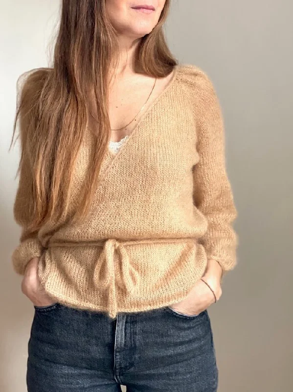 Casia wrap cardigan by Refined Knitwear, silk mohair knitting kit Dapper Women's 1920S