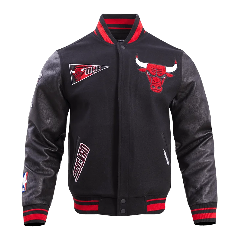 NBA CHICAGO BULLS RETRO CLASSIC MEN'S RIB WOOL VARSITY JACKET (BLACK/RED/BLACK) Tough Women's Military - inspired NBA CHICAGO BULLS RETRO CLASSIC MEN'S RIB WOOL VARSITY JACKET (BLACK/RED/BLACK) Tough Women's Military - inspired