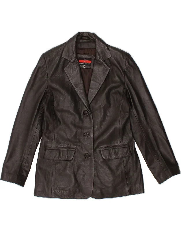 VINTAGE Womens Leather Jacket UK 16 Large Black Leather European