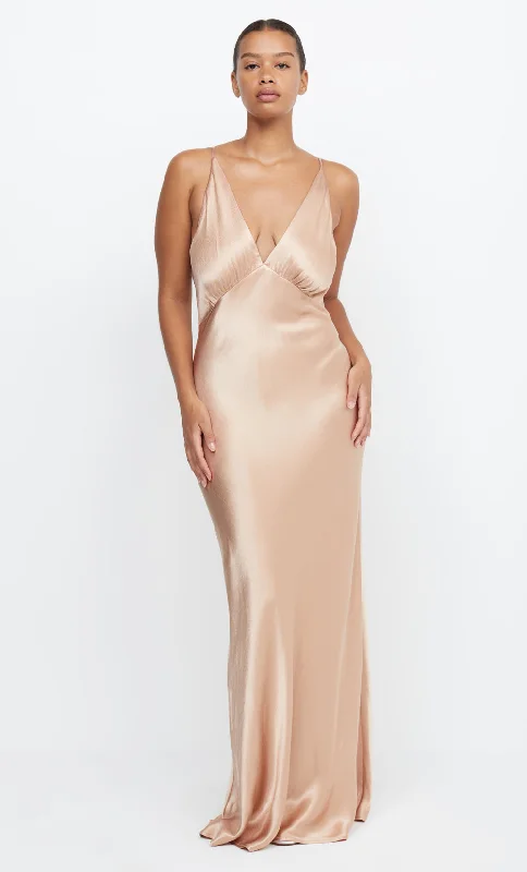 MOON DANCE V MAXI DRESS - ROSE GOLD Sustainable Organic