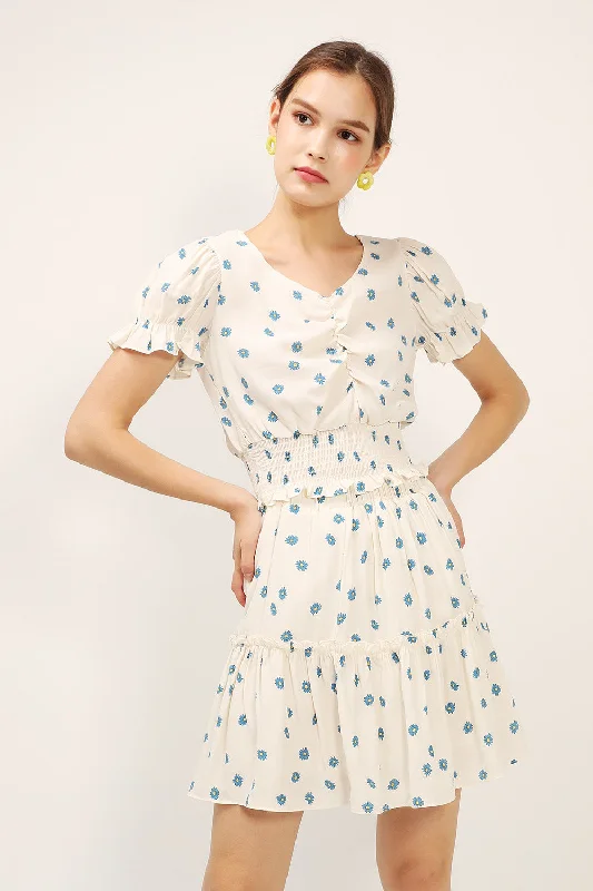 Kelly Daisy Printed Smocked Top Sustainable Organic