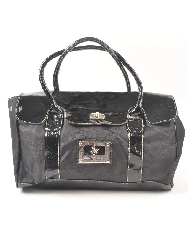 Classic Black Beverly Hills Polo Club Large Shiny Dufflebag - L Youthful Women's Anime - inspired