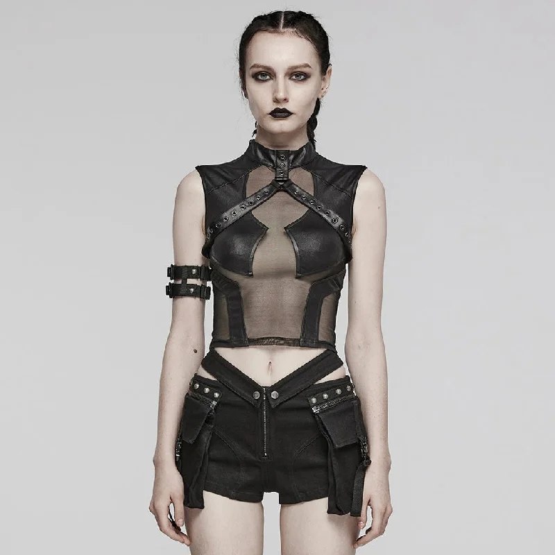 Women's Punk Sheer Eyelet Vest Luxurious Women's High -  end